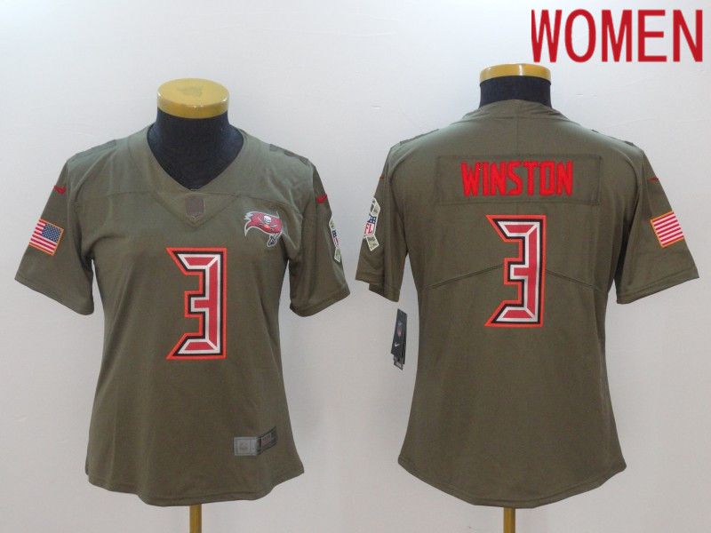 Women Tampa Bay Buccaneers 3 Winston Green Nike Olive Salute To Service Limited NFL Jersey